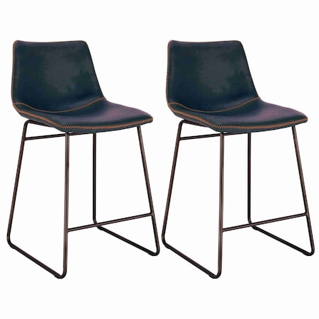 Amerihome Classic Faux Leather 24" Counter Height Chair Set, Black, PR BSLC24BSET